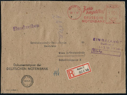 BERLIN W 8/ Zahle/ Bargeldlos!/ DEUTSCHE/ NOTENBANK 1957 (22.1.) AFS Francotyp 105 Pf. + Alter Reichs-R-Zettel: Berlin 7 - Autres & Non Classés