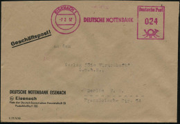 EISENACH 1/ DEUTSCHE NOTENBANK 1952 (7.2.) Violetter AFS Francotyp Klar Auf Dienst-Bf.: DEUTSCHE NOTENBANK.. "Geschäftsp - Otros & Sin Clasificación