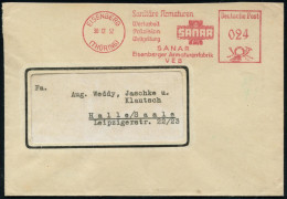 EISENBERG/ (THÜRING)/ Sanitäre Armaturen/ VEB/ SANAR.. 1952 (30.12.) AFS Francotyp (Logo) Rs.alter Abs. Fa.Trassler & St - Autres & Non Classés