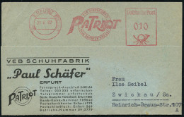 ERFURT 1/ PATRIOT/ VEB SCHUFABRIK/ "PAUL SCHÄFER" 1962 (21.8.) AFS Francotyp (Logo) Auf Motivgl. Firmen-Kt.: Paul Schäfe - Autres & Non Classés