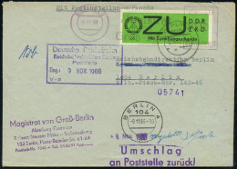 BERLIN C 2/ Magistrat/ Von/ Groß-Berlin/ ZKD 1968 (8.11.) Lila ZKD-AFS Francotyp Auf Grüner ZKD-Marke: ZU, Mit Zustellun - Autres & Non Classés