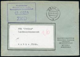 65 GERA/ ZKD/ Handelskontr/ Für Materialtechnologische/ Versorgung Der Landwirtschaft 1965 (3.6.) Viol. ZKD-Ra.5 + 2K-St - Autres & Non Classés
