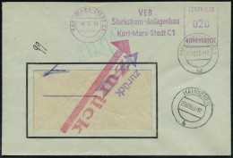 KARL-MARX-STADT C1/ VEB/ Starkstrom-Anlagenbau../ ZKD 19663 (18.12.) Lila ZKD-AFS + 2 Verschiedene Pfeil-Zurück-HdN, Rs. - Other & Unclassified