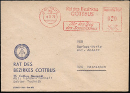 75 COTTBUS/ Rat Des Bezirkes../ Für Den Sieg/ Des Sozialismus 1976 (18.3.) AFS Francotyp Auf Dienstbf. Mit DDR-Wappen -  - Other & Unclassified