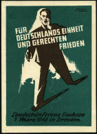 (10a) DRESDEN N 15/ Landeskonferenz/ Für Einheit/ U.gerechten Frieden.. 1948 (1.3.) SSt Auf Zweifarbiger Künstler-Sonder - Autres & Non Classés