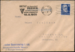 (3) SCHWERIN (MECKLB.)1/ DIE TAT/ D.Menschheit/ FRIEDEN/ VVN/ INTERNAT./ GEDENK-U.FRIEDENSTAG 1950 (29.8.) Seltener MWSt - Otros & Sin Clasificación