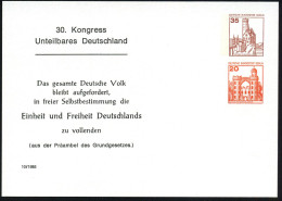 BERLIN 1985 PP 35 Pf. + 20 Pf. Burgen: 30. Kongreß Unteilbares Deutschland Mit Grundgesetz-Zitat (Präambel) Ungebr. (Mi. - Other & Unclassified