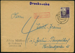 (15) PÖSSNECK/ H 1949 (29.7.) 2K-Steg Auf EF 6 Pf. Gerh. Hauptmann + Roter Ra.: Nachgebühr (Burhop 13 I A) Drs. N. West- - Autres & Non Classés