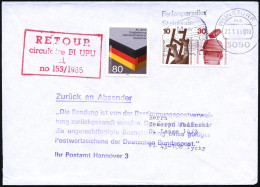 Wunstorf 1986 (23.1.) 80 Pf. "40 Jahre Vertreibung", EF + Roter Ra.: RETOUR/circulaire BI UPU.. + Viol. 6L: Postamt Hann - Other & Unclassified