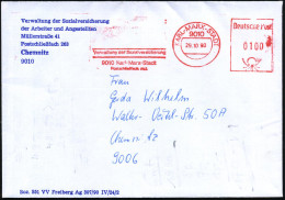 9010 KARL-MARX-STADT/ Verwaltung D.Sozialversicherung/ 9010 Karl-Marx-Stadt 1990 (29.10.) Aptierter AFS Postalia = FDGB  - Other & Unclassified