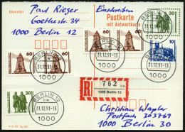 DDR /  BERLIN 1991 (31.12.) 1K: 1000 BERLIN 12/bw = Maschinen-Tagesstpl.! + West-RZ: 1000 Berlin 12/v E = Versandstelle  - Andere & Zonder Classificatie