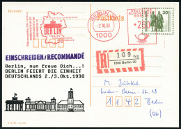 1000 BERLIN 30/ BERLIN/ PHILATELIE GRENZENLOS.. 1990 (2.10.) AFS Francotyp 260 Pf. = Brandenbg. Tor Als VE Auf Amtl. P 3 - Other & Unclassified