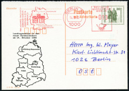 1000 BERLIN 30/ PHILATELIE GRENZENLOS/ BERLIN.. 1990 (14.10.) AFS Francotyp 10 Pf. = Brandenbg. Tor Als VE Auf Amtl. P 3 - Autres & Non Classés