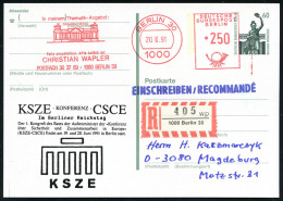 1000 BERLIN 30/ ..DER REICHSTAG.. 1991 (20.6.) AFS Francotyp 250 Pf. = Reichstag Als VE Auf PZD 60 Pf. Bavaria + Zuruck: - Autres & Non Classés