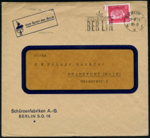 BERLIN C/ D 2 F/ JEDER EINMAL IN/ BERLIN 1928 (29.11.) MaWSt = Brandenbg. Tor , Klar Gest. Firmen-Reklame-Bf.: Schürzenf - Monuments