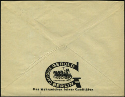 Berlin W.8 1931 (30.5.) 8 Pf. Ebert, Grün Mit Firmenlochung "C G G" = C Arl Gustav Gerold, Rs. Reklame: Quadriga, Dekora - Denkmäler