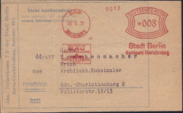 BERLIN-/ CHARLOTTENBURG 1/ DEUTSCHE/ BAU/ AUSSTELLUNG...1931/ ..Bez.Amt Charlottenburg 1931 (22.6.) Seltener AFS Francot - Denkmäler