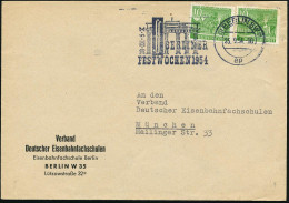 (1) BERLIN SW 11/ Ap/ BERLINER/ FESTWOCHEN 1954 (25.9.) MWSt = Brandenbg. Tor Ohne Quadriga , Dienst-Bf.: Verband Deutsc - Denkmäler