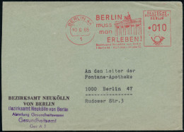 1 BERLIN 44/ BERLIN/ Muss/ Man/ ERLEBEN!/ Bez.Amt Neukölln 1965 (10.6.) AFS Francotyp = Brandenburger Tor (mit Quadriga) - Monumenten