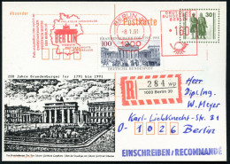 1000 BERLIN 30/ PHILATELIE GRENZENLOS/ BERLIN.. 1991 (8.1.) AFS Francotyp 160 Pf. Auf Amtl. P 30 Pf.  VGO Goethe-Schille - Monuments