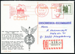 1000 BERLIN 30/ PHILATELIE GRENZENLOS/ BERLIN.. 1991 (15.7.) AFS Francotyp 280 Pf. = Brandenbg. Tor Als VE Auf Amtl. P 3 - Monuments
