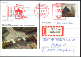 1000 BERLIN 30/ PHILATELIE GRENZENLOS/ BERLIN.. 1992 (9.10.) AFS Francotyp 350 Pf. = Brandenbg. Tor Als VE Auf Amtl. Son - Monumentos