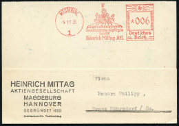MAGDEBURG/ 1/ Diese Schutzmarke../ Heinrich Mittag A.G. 1935 (4.11.) Seltener U. Gesuchter AFS Francotyp = Quadriga , Kl - Monuments