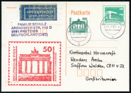 D.D.R. /  VGO 1990 (2.7.) Amtl. P 10 Pf. PdR., Grün + Zudruck: 50 Pf. VGO Brandenbg. Tor + Motivgl. Zusatzfrankat. 50 Pf - Monumentos