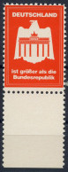 B.R.D. 1970 (ca.) Rote Propaganda-Vignette: DEUTSCHLAND Ist Größer Als Die Bundesrepublik (Adler, Brandenbg. Tor) Unterr - Monumentos