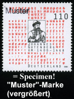 B.R.D. 2000 (Feb.) 110 Pf. "600. Geburtstag Joh. Gutenberg" Mit Amtl. Handstempel  "M U S T E R" , Postfr. + Amtl. Ankün - Otros