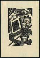 BELGIEN 1930 (ca.) Ex Libris JORIS DE BELDER = Blühender Kaktus Vor Offenem Buch (vor Dorischer Säule) = Holzschnitt (Fo - Autres