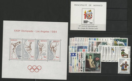 MONACO ANNEE COMPLETE 1984 COTE 117 € NEUFS ** (MNH) N° 1404 à 1455 Vendue à 15 % De La Cote. TB - Komplette Jahrgänge