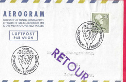 SVERIGE - FIRST REGULAR FLIGHT  FROM STOCKHOLM TO JOHANNESBURG *8.1.1953* ON AEROGRAM COVER - Lettres & Documents