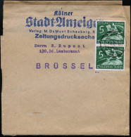 KÖLN 1/ H D 1942 (1.10.) Seltener 2K-Steg Auf Reiner MeF 5 Pf. Zeitungsmarke, Grün = Paar , Sauber Gest. Zeitungs-Sb.: K - Autres