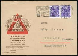 DRESDEN A 24/ Bb/ Sächsische Zeitung/ Pressefest.. 1954 (30.7.) MWSt = Zeitungstitel , Zweifarbige Jubil.-Firmen-Kt.: 25 - Autres