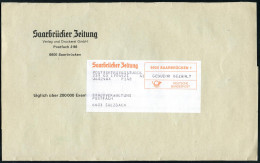 6600 SAARBRÜCKEN 1 1978 (ca.) EDV-Label "Saarbrücker Zeitung" POSTVERTRIEBSSTUECK.. GEBÜHR BEZAHLT (altes Posthorn) 3zei - Autres