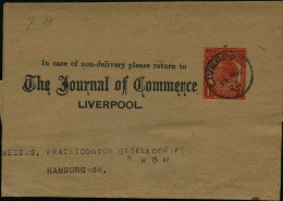 GROSSBRITANNIEN 1922 (14.3.) Privat-Zeitungs-Sb "George V." 1 D. ,rot: The Journal Of Commerce LIVERPOOL , 1K: LIVERPOOL - Autres