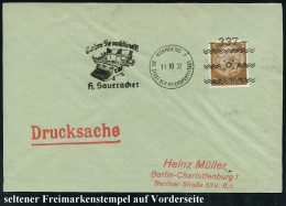 NÜRNBERG 1/ DSDR/ =337=/ Buchen Sie Maschinell/ H.Saueracker 1937 (11.10.) Seltener Freimarkenstempel (Buchungsmaschine) - Autres