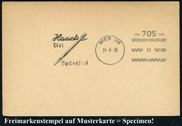 WIEN 126/ =705=/ Haack/ Blei/ Spänefrei 1939 (24.6.) Seltener Freimarkenstempel = Frankier-Apparat Zur Vorausentwertung  - Otros