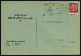 BAYREUTH 2/ A/ Kurzschrift-/ Maschinenschreib-/ Meisterschaften.. 1937 (10.5.) MWSt In Steno (u. NS-Steno-Logo) Klar Ges - Other