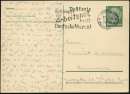 LEIPZIG C1/ *b/ MESSESTADT/ Bekämpft/ Die/ Arbeitsnot.. 1934 (27.11.) MWSt Auf Inl.-P 6 Pf. Hindenbg., Grün: Vorder- Und - Autres