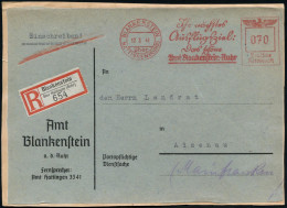 BLANKENSTEIN/ über/ HATTINGEN (RUHR)/ Jhr Nächstes/ Ausflugsziel:/ Das Schöne/ Amt Blankenstein.. 1941 (12.3.) AFS 0Fran - Other