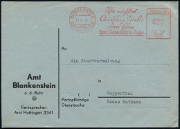 BLANKENSTEIN/ über/ HATTINGEN (RUHR)/ Jhr Nächstes/ Ausflugsziel:/ Das Schöne/ Amt Blankenstein-Ruhr 1952 (15.4.) AFS Fr - Other