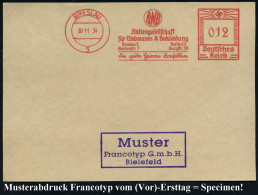 BRESLAU/ 5/ AWB/ Aktiengese./ Für Webwaren & Bekleidung/ ..die Gute Herren Konfektion 1934 (30.11.) AFS-Musterabdruck Fr - Sonstige