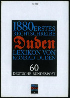 B.R.D. 1980 60 Pf. "100 Jahre 1. Rechtschreibwörterbuch Konrad Duden", Orig. Alternativ-Künstler-Entwurf V. Prof Paul Fr - Autres