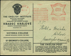 TSCHECHOSLOWAKEI 1932 (30.8.) AFS Francotyp: PRAHA 5/HOLIDAY COURSES/ON ENGLISH UNIVERSITY SYSTEM/..VICTORIA COLLEGE , D - Sonstige