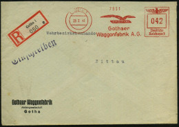 GOTHA 1/ DIE GOTHAS/ Gothaer/ Waggonfabrik AG. 1941 (28.2.) AFS Francotyp 042 Pf. = Flügel-Logo (im Ort Gering Undeutl.) - Trains