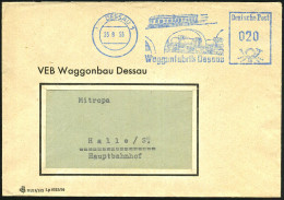 DESSAU 1/ Waggonfabrik Dessau 1955 (23.8.) Seltener, Aptierter, Blauer AFS = PLGZ (19 A) Entfernt, Blau = DDR-Dienstfarb - Eisenbahnen