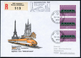 SCHWEIZ 1984 (19.1.) HdN: INAUGURATION TGV/ PARIS - LAUSANNE = TGV (vor Eiffelturm U. Dom) 3x 40 C. Dampflok + 1K: 1001  - Eisenbahnen