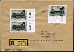 ÖSTERREICH 1967 (Okt.) 3,50 S. "100 Jahre Brennerbahn", Reine MeF: Randpaar + Unterrandstück = Güterzuglok "C N2" System - Treinen